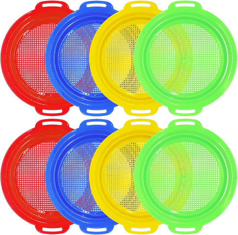 OJYUDD 8 Pack Plastic Sand Sieves for Adults, Multi-Purpose Sand Sifting Pans