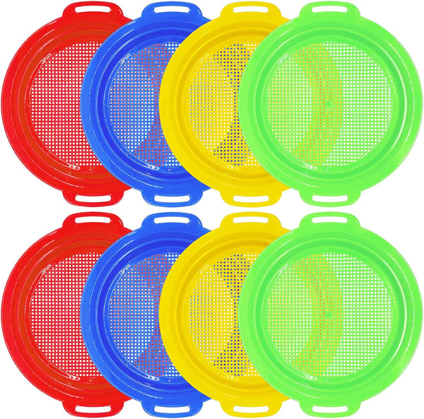 OJYUDD 8 Pack Plastic Sand Sieves for Adults, Multi-Purpose Sand Sifting Pans