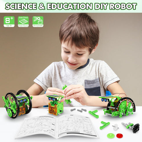 13-in-1 8-12, Set 8 9 10 11 12 STEM Education Solar Power Robots Toys for Boys Age Educational Toy Science Kits