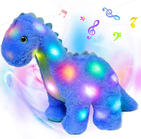 Hopearl LED Musical Stuffed Dinosaur Lighting Up Singing Diplodocus Soft Plush Toy