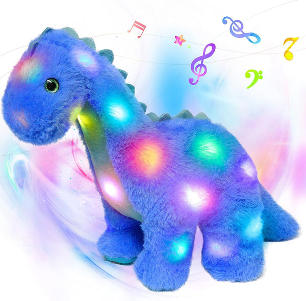 Hopearl LED Musical Stuffed Dinosaur Lighting Up Singing Diplodocus Soft Plush Toy