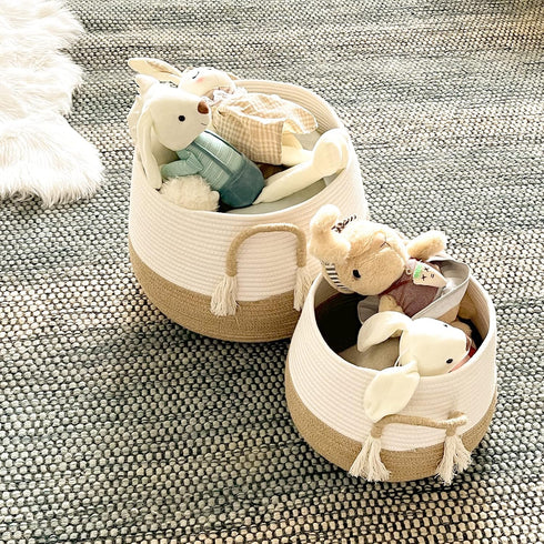 Toys-15.7"x 11.8"-Boho R RUNKA Large Basket for Baskets for Living Room,Bedroom,Nursery | Large Woven Baskets, Cube