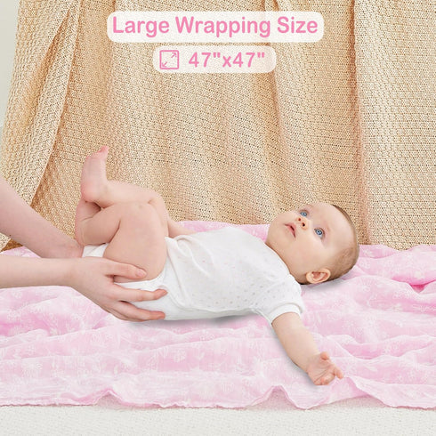 4-Pack 47 47 inches Viviland Muslin Swaddle Blankets, Swaddle Wrap for Boys and Girls, Breathable and Skin-Friendly