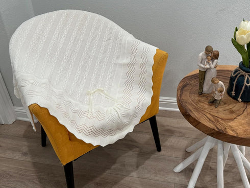 Creaciones Huerta 41'' 44'' Knitted Baby Blanket Newborn Boys Girls Warm Soft Crib Stroller Made in Spain x (Cream)