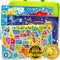 QUOKKA Wooden Puzzles for Kids Ages 4-6, 3 Educational Toddler Puzzles, USA, World, Space Maps, Gift for Boys and Girls