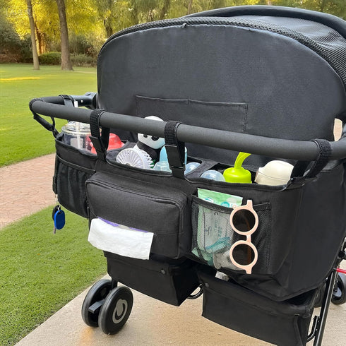 OVNTHYK GT2, 2 Double Stroller Organizer for Bob Duallie and Baby Jogger City Mini Double Jogging Stroller Caddy