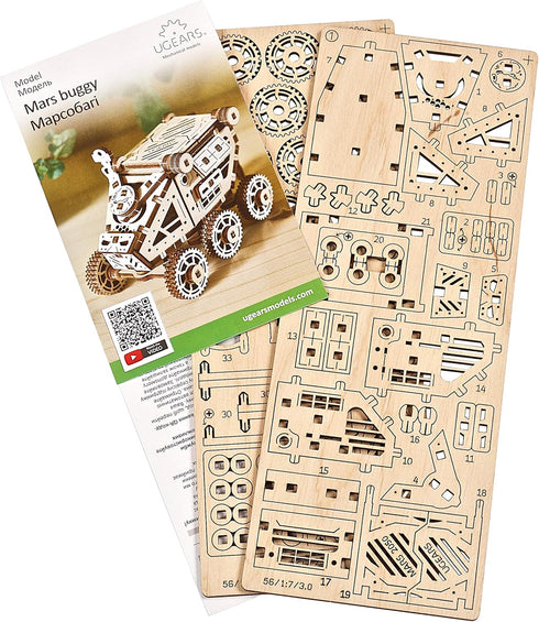 UGEARS Science STEM Mars Rover - DIY Engineering Activity, Mechanical Wooden Puzzle, Educational Gift