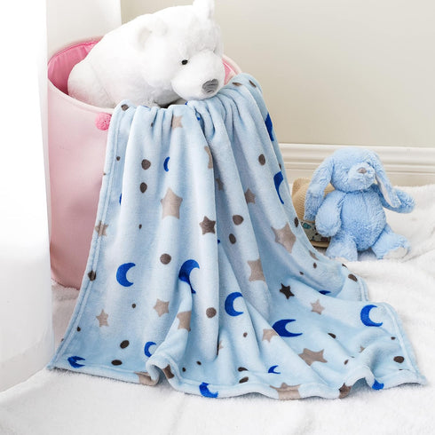 Bunnikins & Clover Lightweight Plush Flannel Baby Blanket Super Soft for Boys