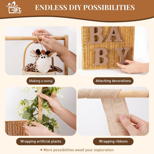 Closet, GiftAmaz Baby Shower Crate Large Hand-Woven Rattan Storage Crates with Handle, Baby Shower Gifts, Baby Welcome