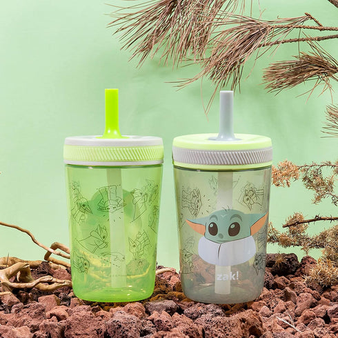 Zak Designs Star Wars The Mandalorian Kelso Toddler Cups, 15oz 2-Pack Durable Plastic Sippy Cups (Baby Yoda, Grogu)