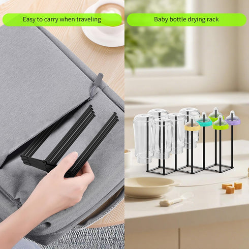 Collapsible Bottle Drying Rack, Foldable Baby Bottle Drying Rack, Portable Drainer Stand Holder for Water Bottles, Cup