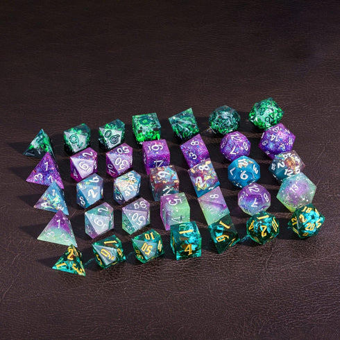 7PCS DND Dice Set - Handmade Sharp Edge Mystery Blind Box D&D RPG Polyhedral Resin Dice for Dungeons and Dragons TTRPG