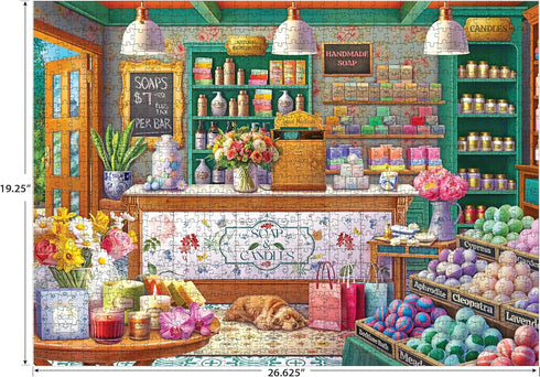 1000 Cozy 26.625 19.25 Inches RoseArt - Kodak Premium - Piece Jigsaw Puzzle for Adults Soap & Candle Shop Boutique