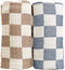 Ultra Soft Checkered Muslin Baby Blanket Pack of 2 Cotton Swaddles Bed