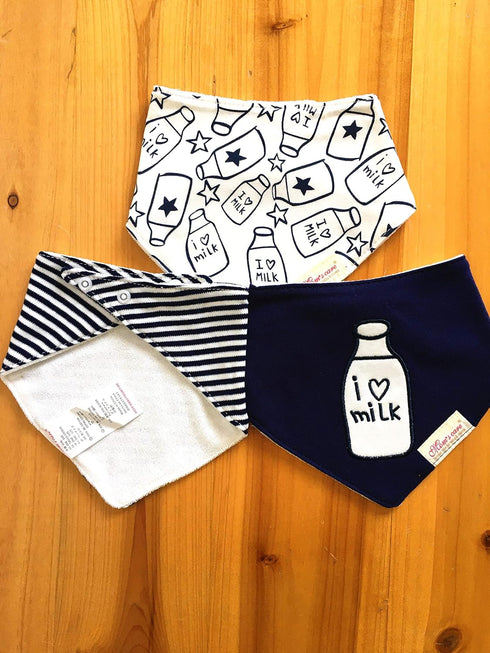 JZLPIN 3 Packs Baby Dribble Bib, Toddler Bandana Bib Super Absorbent Cotton Feeding Bibs
