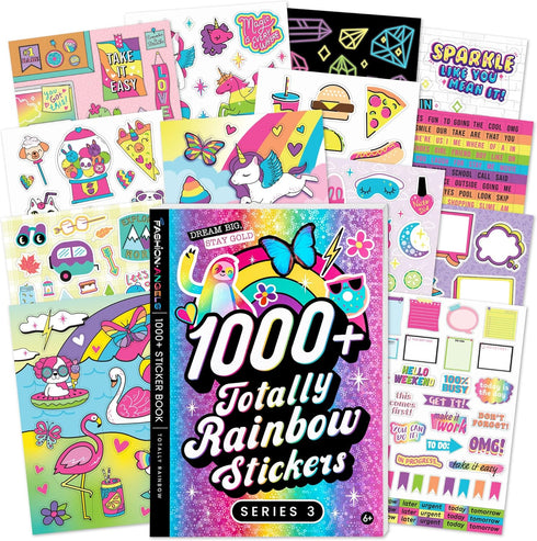 Fashion Angels 1,000+ Totally Rainbow Sticker Book, Fun & Colorful Craft Stickers for Kids & Teens Notebooks, Journals