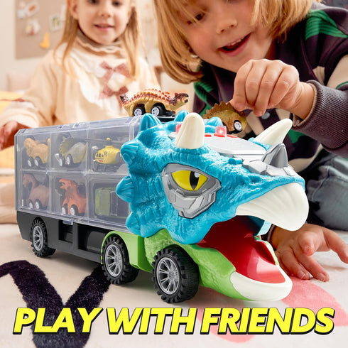 13 1 3-5, 12 3 4 5+ 3-4 JOYIN in Dinosaur Toys for Kids Triceraptor Dinosaur Truck with Pull Back Cars, Birthday Gifts