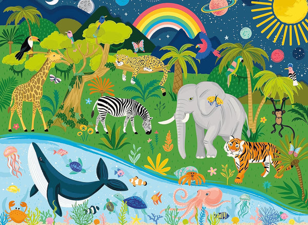 Ceaco Glow in The Dark Jungle, Sea & Sky, 100 Piece Jigsaw Puzzle