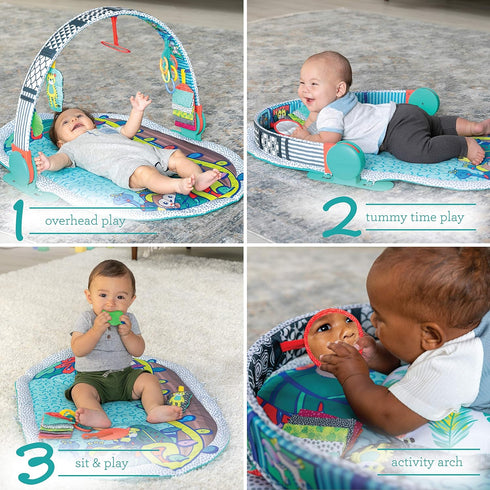 3-in-1 3 Tummy-Time Infantino Deluxe Magic Arch Sensory Development Gym - Ways to Play with Dual-Sided Magical Arch