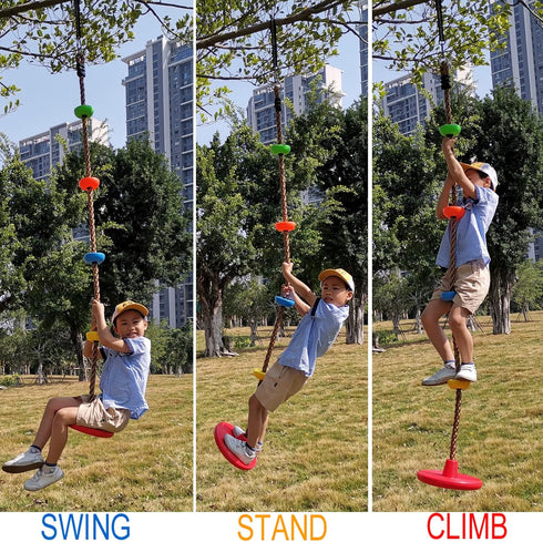 Tree Climbing Rope and Kids Disc Swing Seat Set for Outdoor Backyard Playground Accessories