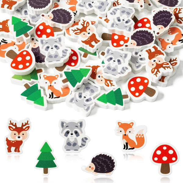 Yopyame 60Pcs Woodland Animal Mini Erasers, Assorted Novelty Pencil Erasers for Kids, Classroom Prizes, and Party Favors