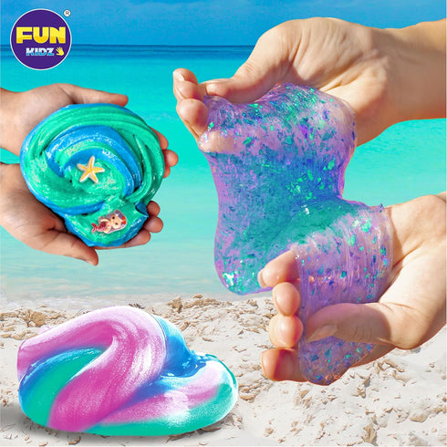 Summer Shimmer 8-12 Gift Mermaid Slime Kit for Girls, FunKidz Slime Making Kit for Kids Age DIY Soft Glitter Glossy