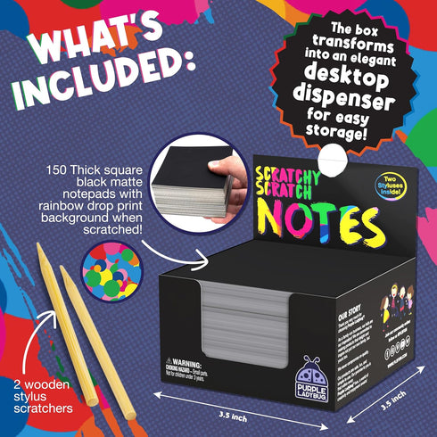 150 Rainbow Scratch Art Mini Notes for Kids, Arts and Crafts Supplies, Activities for Road Trip & Summer Fun