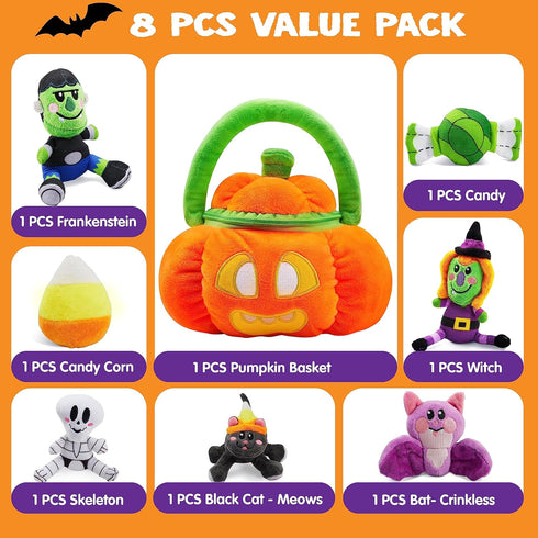 JOYIN Baby's Pumpkin Halloween Playset, 8 Fun Play Pieces, Plush Goodie Bags Stuffers for Kids, Halloween Party Favors