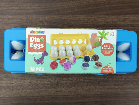 MOONTOY Dinosaur Matching Eggs for Toddlers, 12PCS Educational Learning Color & Shape Recognition Montessori Toy
