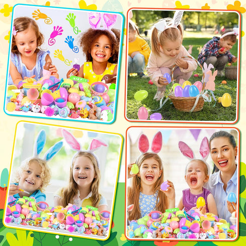 OCTERIC 360 Set 120 240 Pcs Prefilled Easter Egg Toys Include Pastel Color Plastic Eggs Filled with Assorted Mini