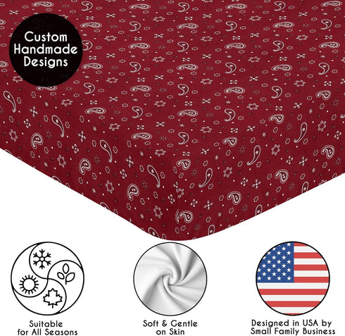 Country, Sweet Jojo Designs Fitted Baby Crib Sheets (Bandana Print) for Boys or Girls, Infant Nursery, Toddler Room