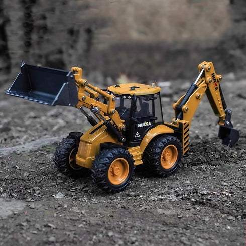 1:50 Gemini&Genius Backhoe Loader Toy for Kids, Heavy Duty Wheeled Excavator Loader Construction Vehicle Toys Scale