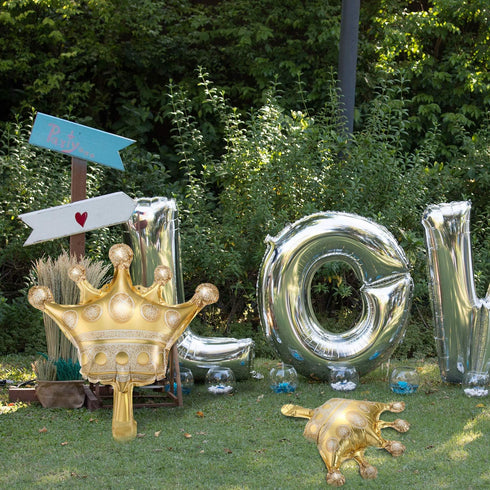6 Pieces Jumbo Foil Crown Balloons - Large 40 Inches Gold Foil Helium Balloons for Birthday Wedding Party Decorations
