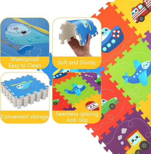 3434 9 Baby Play Mat, Foam Playmat for Babies, Kids Play Mat, Foam Floor Tiles Pieces Vehicle Puzzle Mat