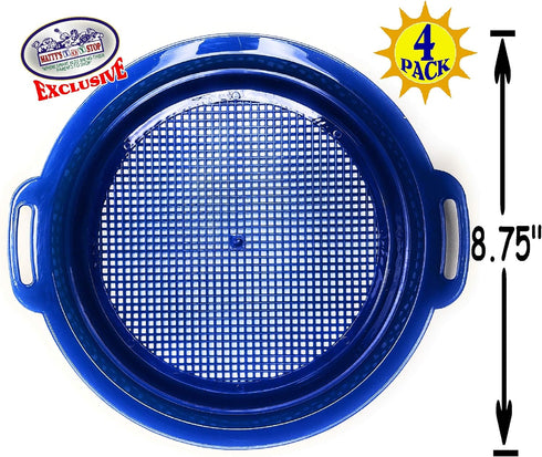 Set 4 Pack (8.75'' 9.75") Matty's Toy Stop Sand Sifter Sieves for Sand & Beach (Red, Blue, Yellow & Green) Complete