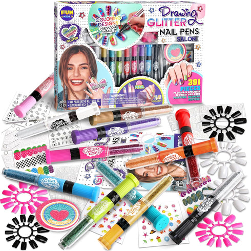 Kids Nail Kit for Girls Ages 7-12, FunKidz Ultimate 315Pcs Nail Polish