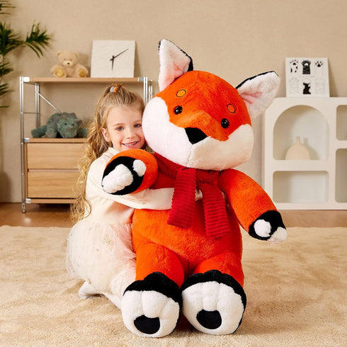 EARTHSOUND Giant Fox Stuffed Animal Plush Toy - Large Realistic Jumbo Soft Toys, Cute Huge Fluffy Plushy Gift for Kids
