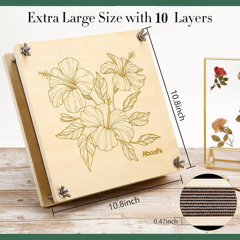 11"x11" 10 Aboofx Flower Press Kit, Craft Kits Layers Wooden Flower Pressing Kit for Crafts Pressed Flowers & Plant