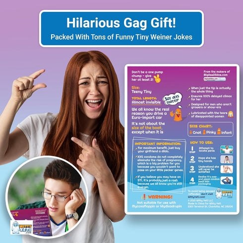 2 Pack Hilarious Extra Small-Condoms Gag Gift by Witty Yeti. Funny Christmas-Stocking Stuffer or White Elephant Idea.