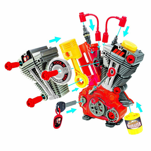 Lanard Tuff Tools Engine Overhaul - 25 pc Playset with Lights & Sounds, Realistic Mechanic Toy for Kids Ages 3+