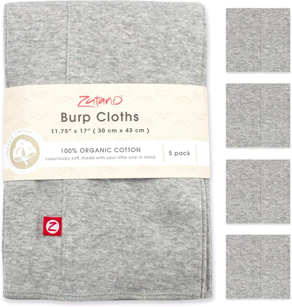 Zutano 5-Pack Organic Burp Cloths for Baby Girl & Boy, Large Cotton