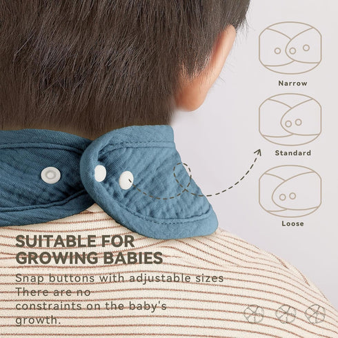Adjustable Muslin Baby Bibs - Soft Cotton Drool & Teething Bibs for Boys & Girls