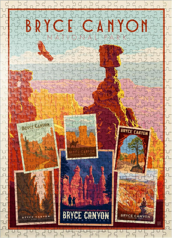 MyPuzzle Bryce Canyon National Park Collage Print, Vintage Poster - Premium 500 Piece Jigsaw Puzzle for Adults