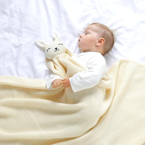 40x30in LAWKUL Bunny Lovey Baby Blanket Soft Plush Security Blanket Knit Snuggle Comfort for Newborns Toddlers Boy Girl