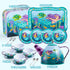 35Pcs Set Set, 3 4 5 6 JOYIN Mermaid Tea Party for Little Girls, Pretend Tin Teapot Princess Tea Time Play Kitchen Toy