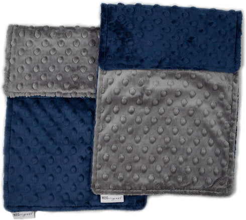 Set MEG ORIGINAL Navy Blue & Charcoal Baby Boy Minky Dot Burp Cloths, of Two