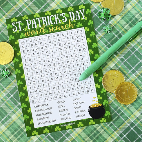 DISTINCTIVS St. Patrick's Day Word Search Classroom Party Game - 25 Player Cards