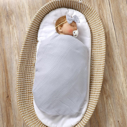 2 Pack Set 47x47 100% Muslin Swaddle Blankets with Headband in,Large Size Organic Cotton Muslin Baby Blanket