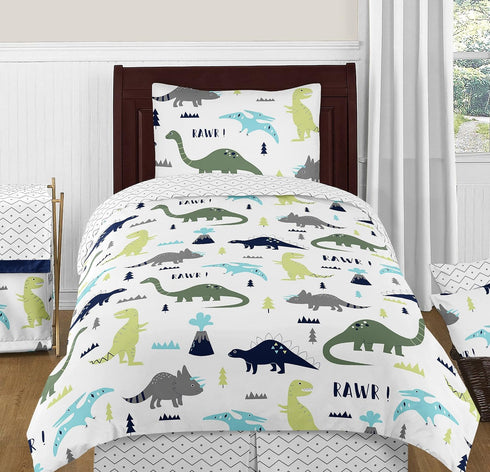 Set 2 Sweet Jojo Designs Navy Blue and Grey Modern Dino Foldable Fabric Storage Cube Bins Boxes Organizer Toys Kids
