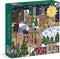 Galison Sparkling City - 1000 Piece Foil Puzzle with Colorful Illustrations and Gold Foil Accents